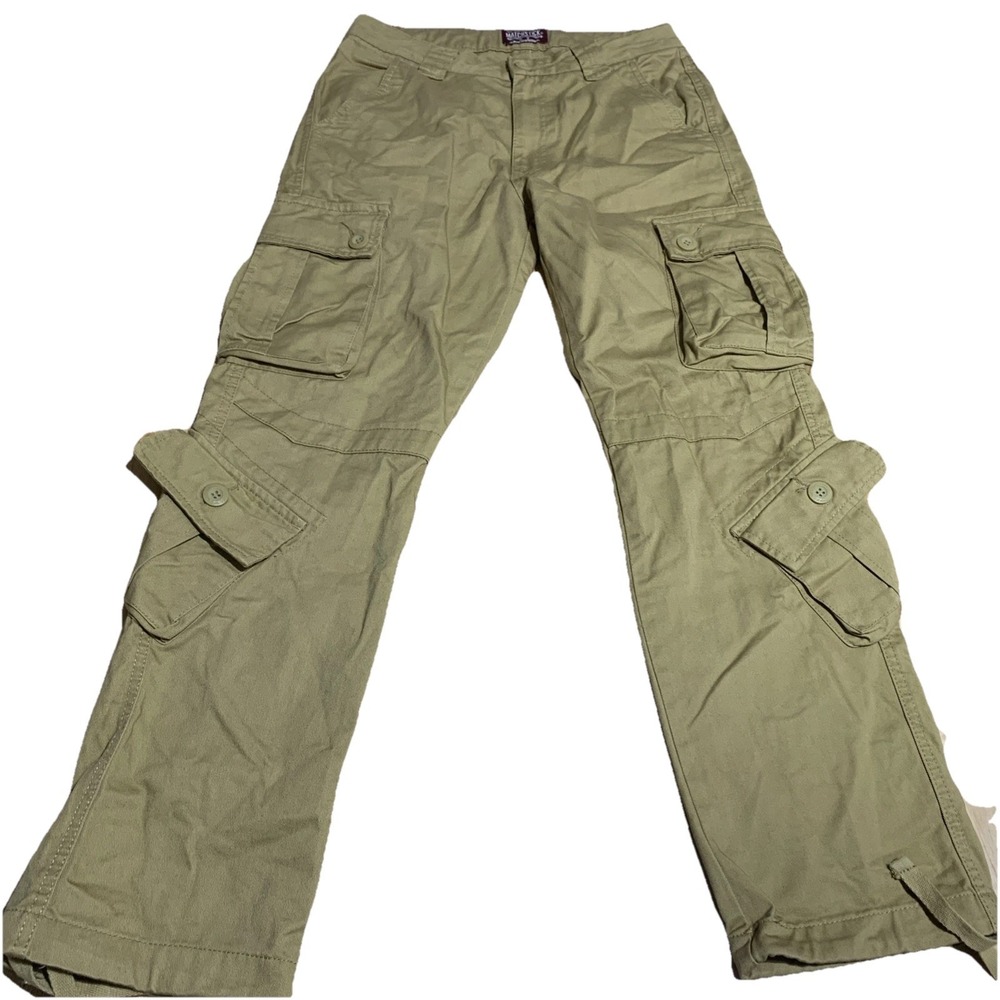 Matchstick Mens 30x31 100% Cotton Drawstring‎ Waist Multi Pocket Cargo Pants